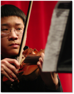 The music stand helps tell the whole story.