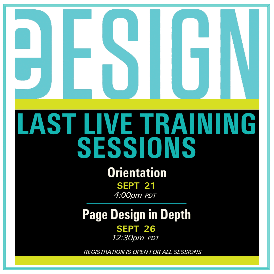Link to Sept 21, 2024 and Sept 26, 2024 live eDesign training.